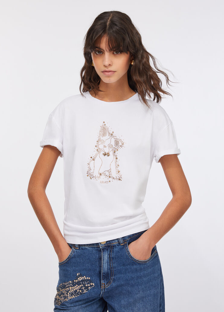 Camiseta con strass blanco Liu Jo - large image number 0