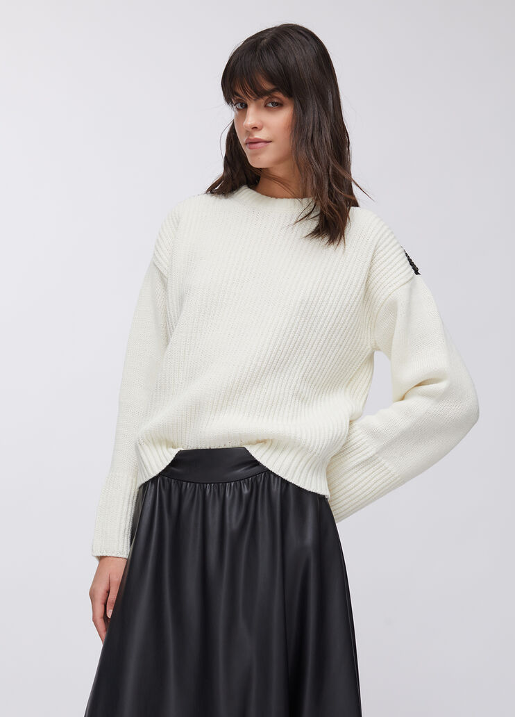 Wool sweater with gemstones cream Liu Jo - large image number 0