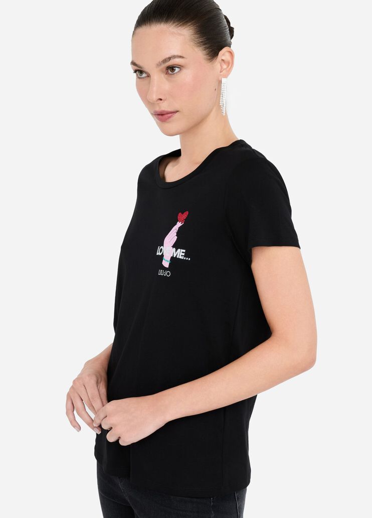 Cotton T-shirt black Liu Jo - large image number 3 Cotton T-shirt black Liu Jo - large image number 3