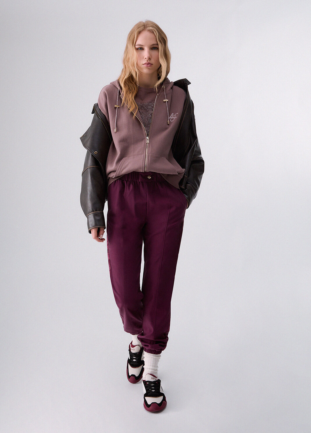 Sweat &agrave; Capuche avec Zip rose fonc&eacute; Liu Jo - large image number 5