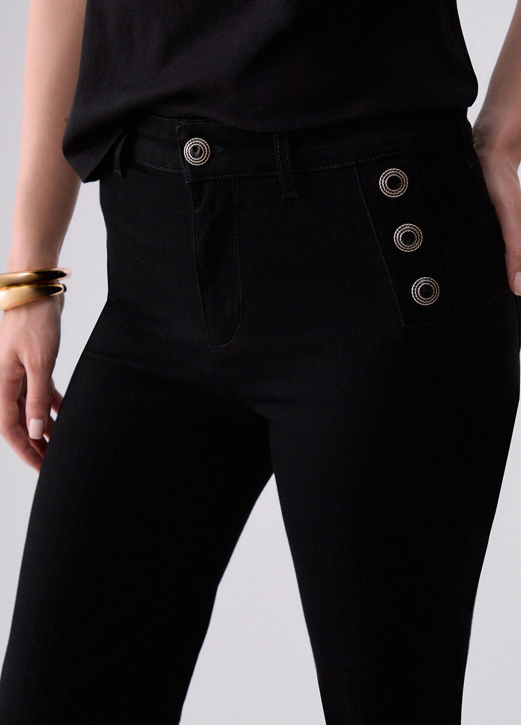 Flare Jeans with Jewel Buttons black denim Liu Jo - large image number 4