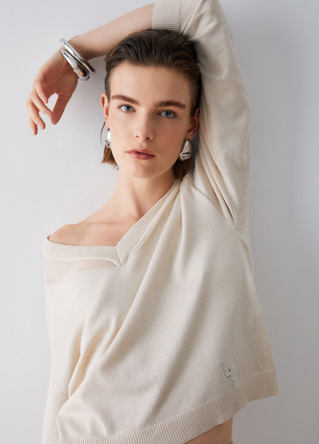 V-neck jumper champagne Liu Jo - large image number 3