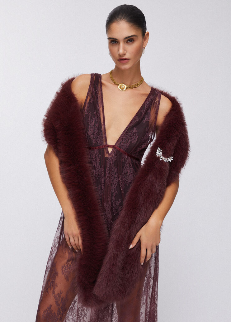 Stola mit Schmuckbrosche Dunkelbraun Liu Jo - medium