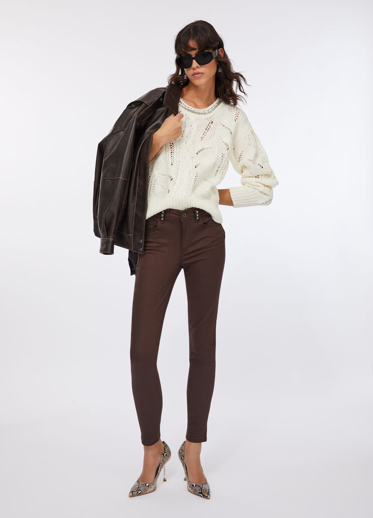 Pantalon skinny orné de pierres chocolat Liu Jo - medium Pantalon skinny orné de pierres chocolat Liu Jo - medium
