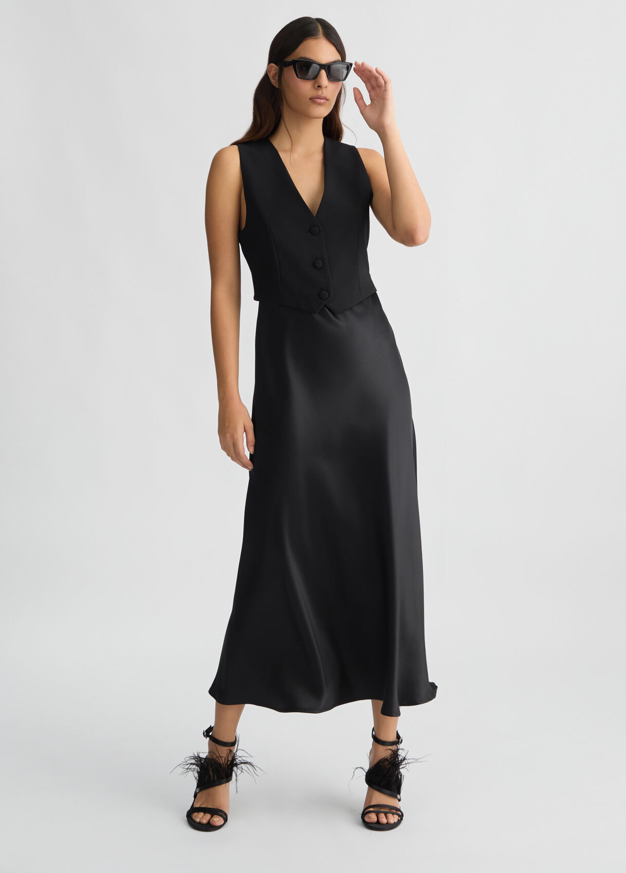 Long dress with waistcoat colour black | Liu Jo