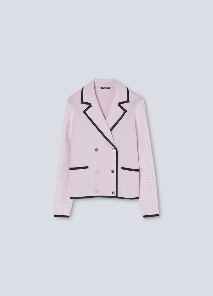 Single-breasted neoprene jacket light pink Liu Jo - large image number 4 Single-breasted neoprene jacket light pink Liu Jo - large image number 4