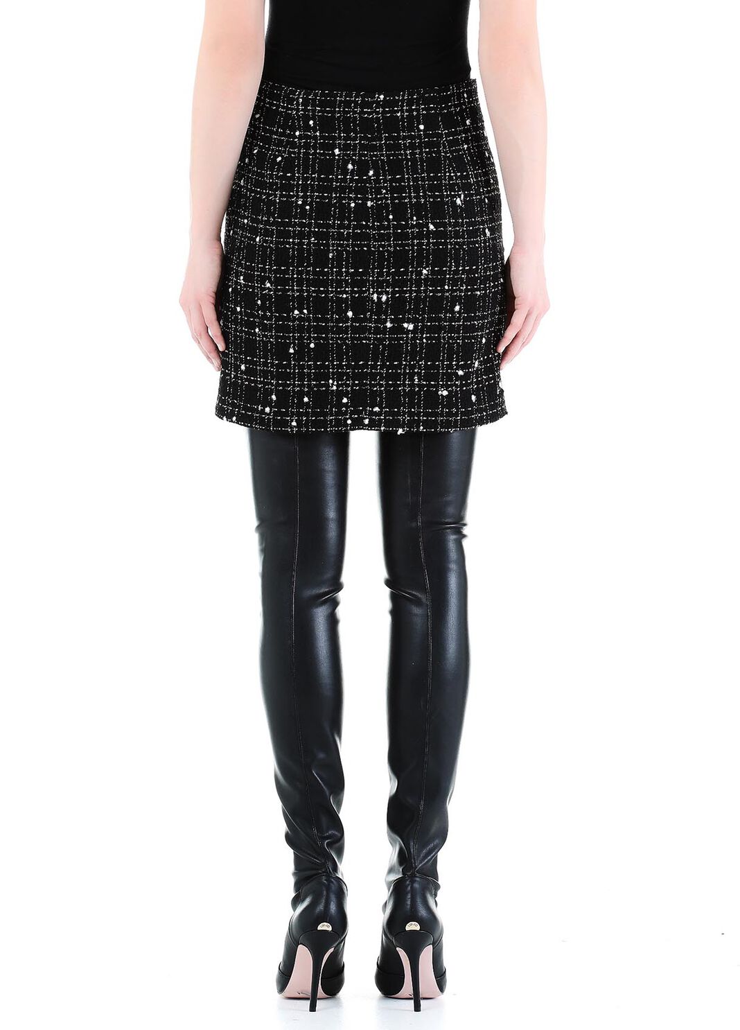 Mini jupe en bouclette noir et or Liu Jo - large image number 1