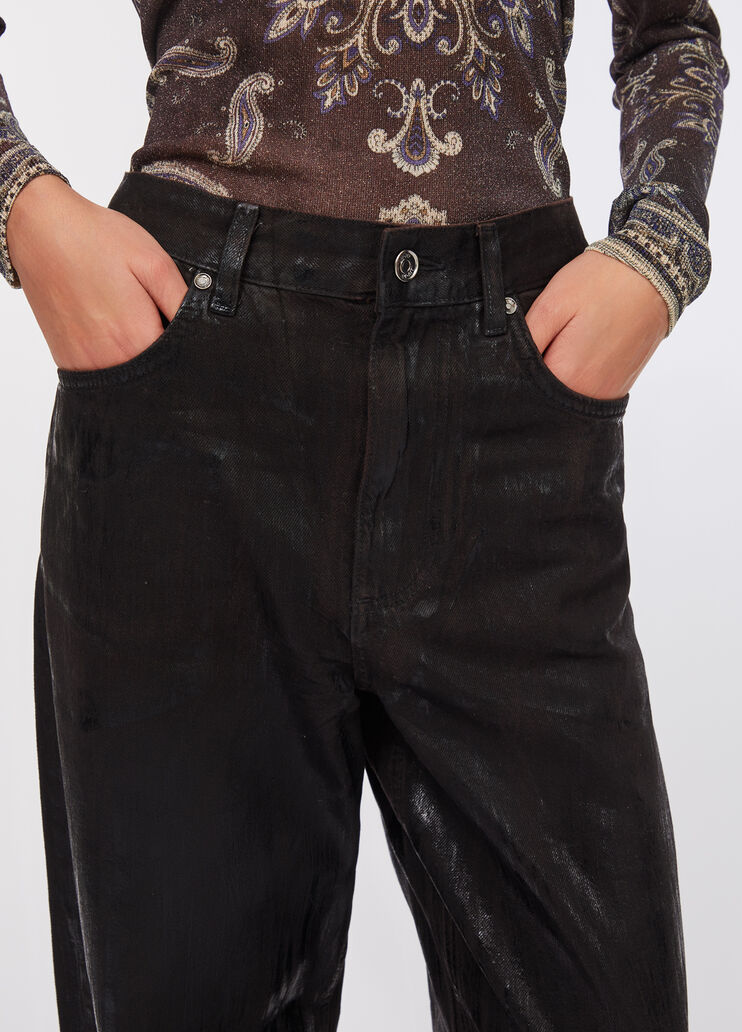 Flared jeans with coated detailing brown denim Liu Jo - large image number 3