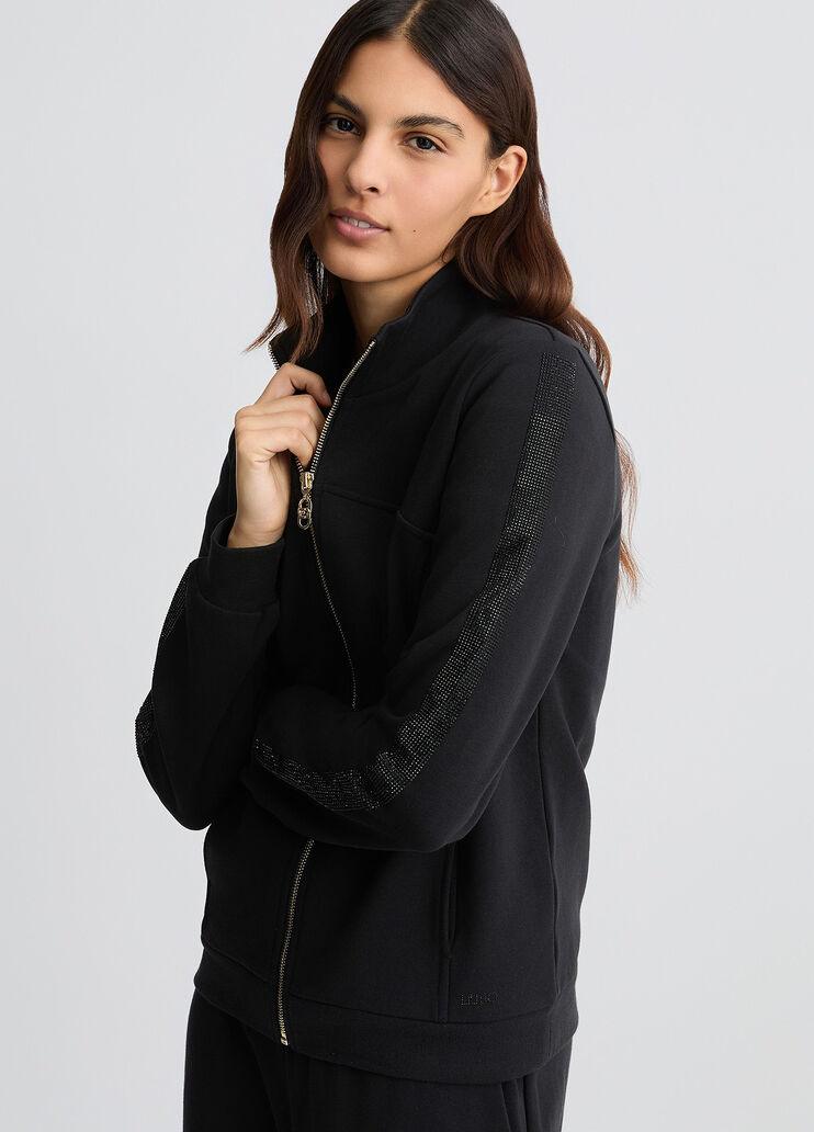 Cotton sweatshirt with rhinestones black Liu Jo - medium Cotton sweatshirt with rhinestones black Liu Jo - medium