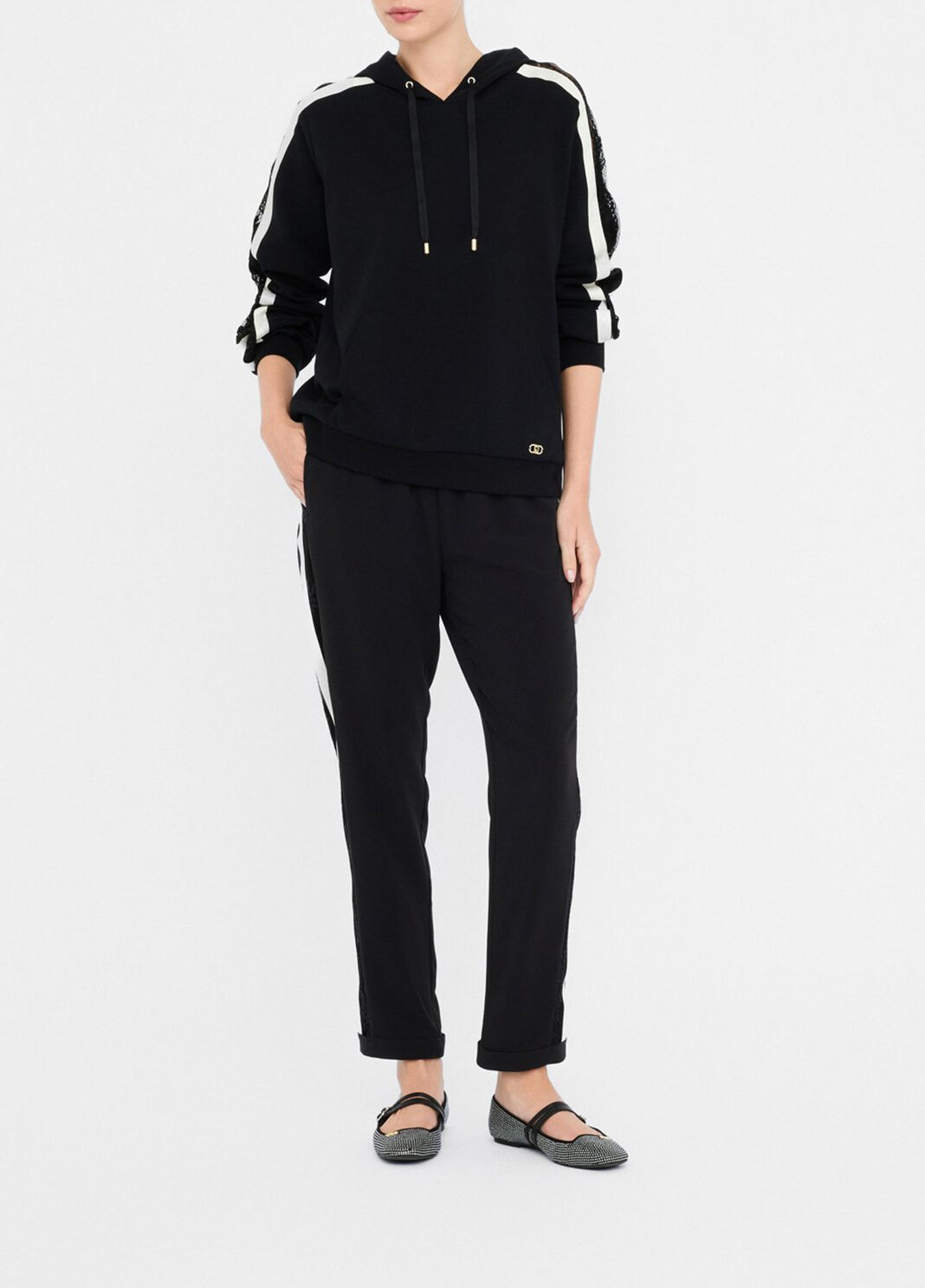 Sweatshirt aus Baumwolle mit Spitze Schwarz Liu Jo - large image number 3
