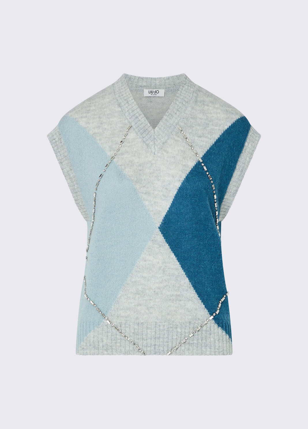 Vest Argyle with jewel embroidery blue Liu Jo - large image number 6