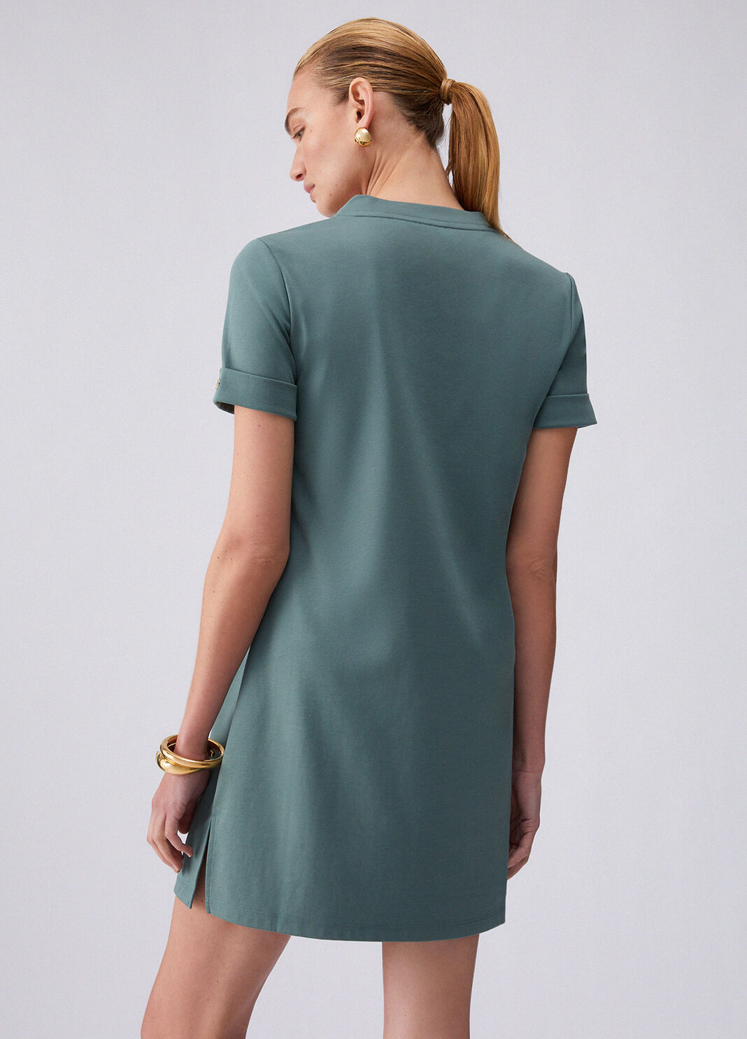 Kurzes Kleid mit Zier&ouml;sen Milit&auml;rgr&uuml;n Liu Jo - large image number 1