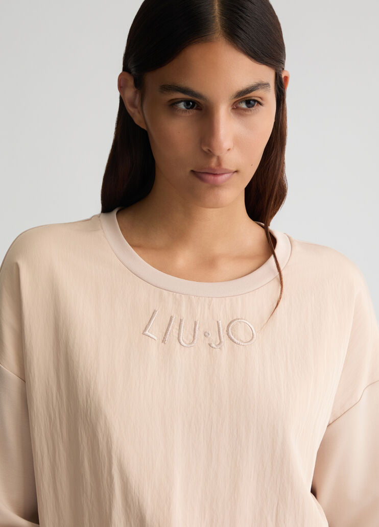 Sweatshirt with logo beige Liu Jo - large image number 2 Sweatshirt with logo beige Liu Jo - large image number 2