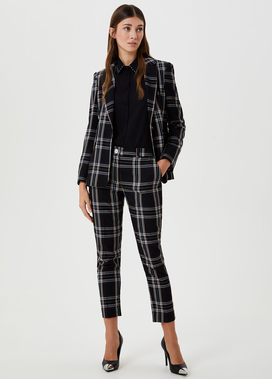 Long tartan blazer Black check Liu Jo - large image number 3