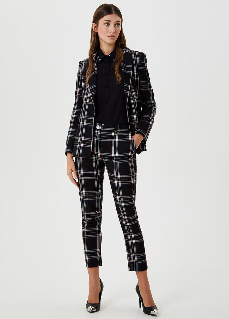Long tartan blazer Black check Liu Jo - large image number 3 Long tartan blazer Black check Liu Jo - large image number 3