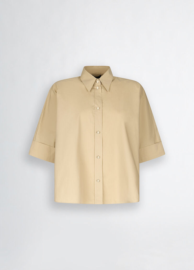 Cotton boxy shirt beige Liu Jo - large image number 6 Cotton boxy shirt beige Liu Jo - large image number 6