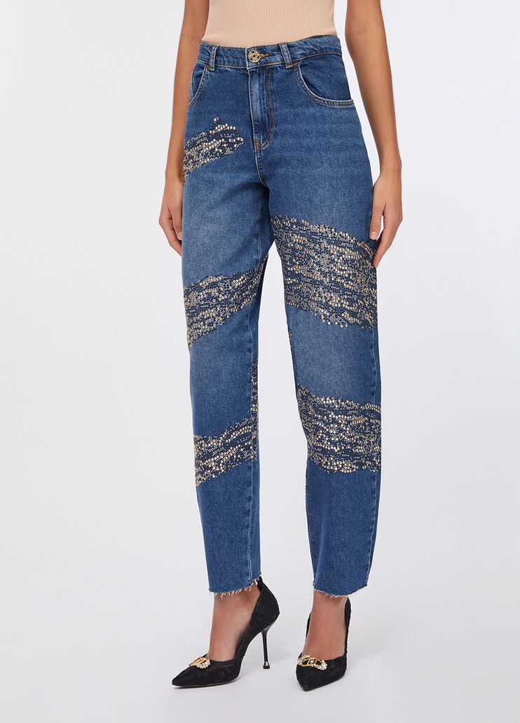 Balloon jeans with studs and gemstones blue denim Liu Jo - large image number 0