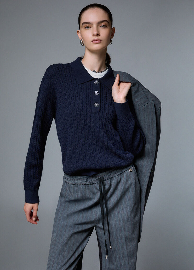 Strickpolo mit Schmuckkn&ouml;pfen Dunkelblau Liu Jo - medium