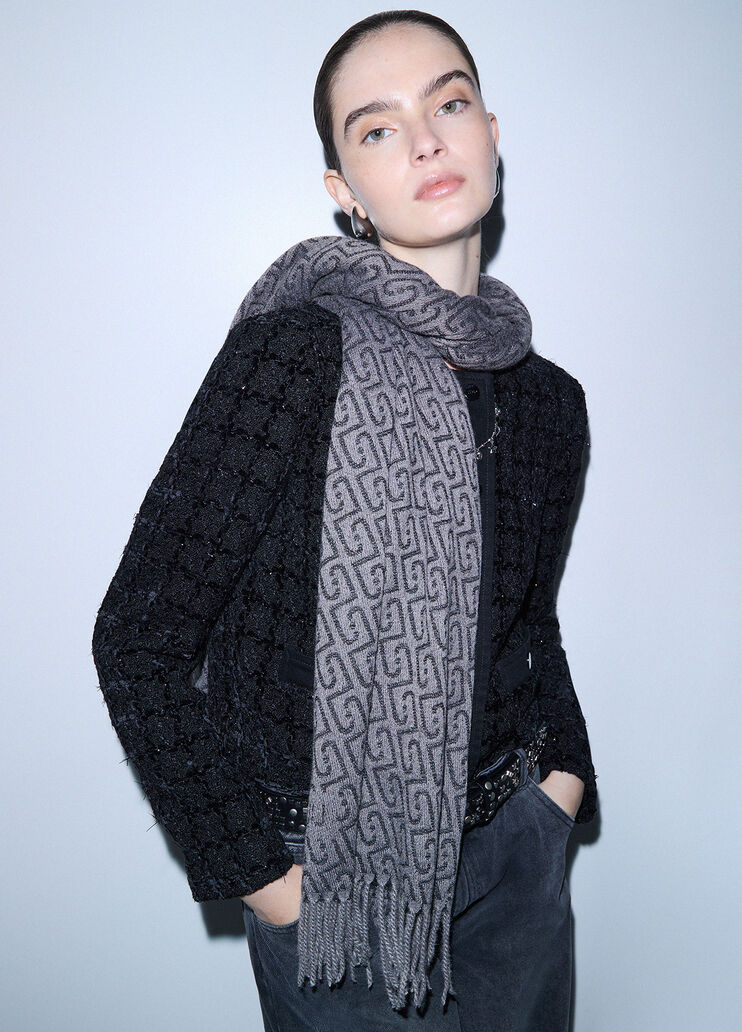 Stole with monogram logo anthracite Liu Jo - medium