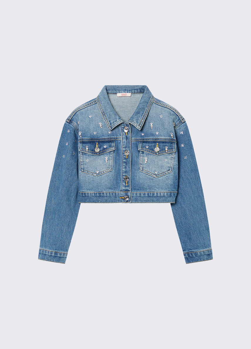 Denim jacket with jewel embroidery colour blue denim | Liu Jo