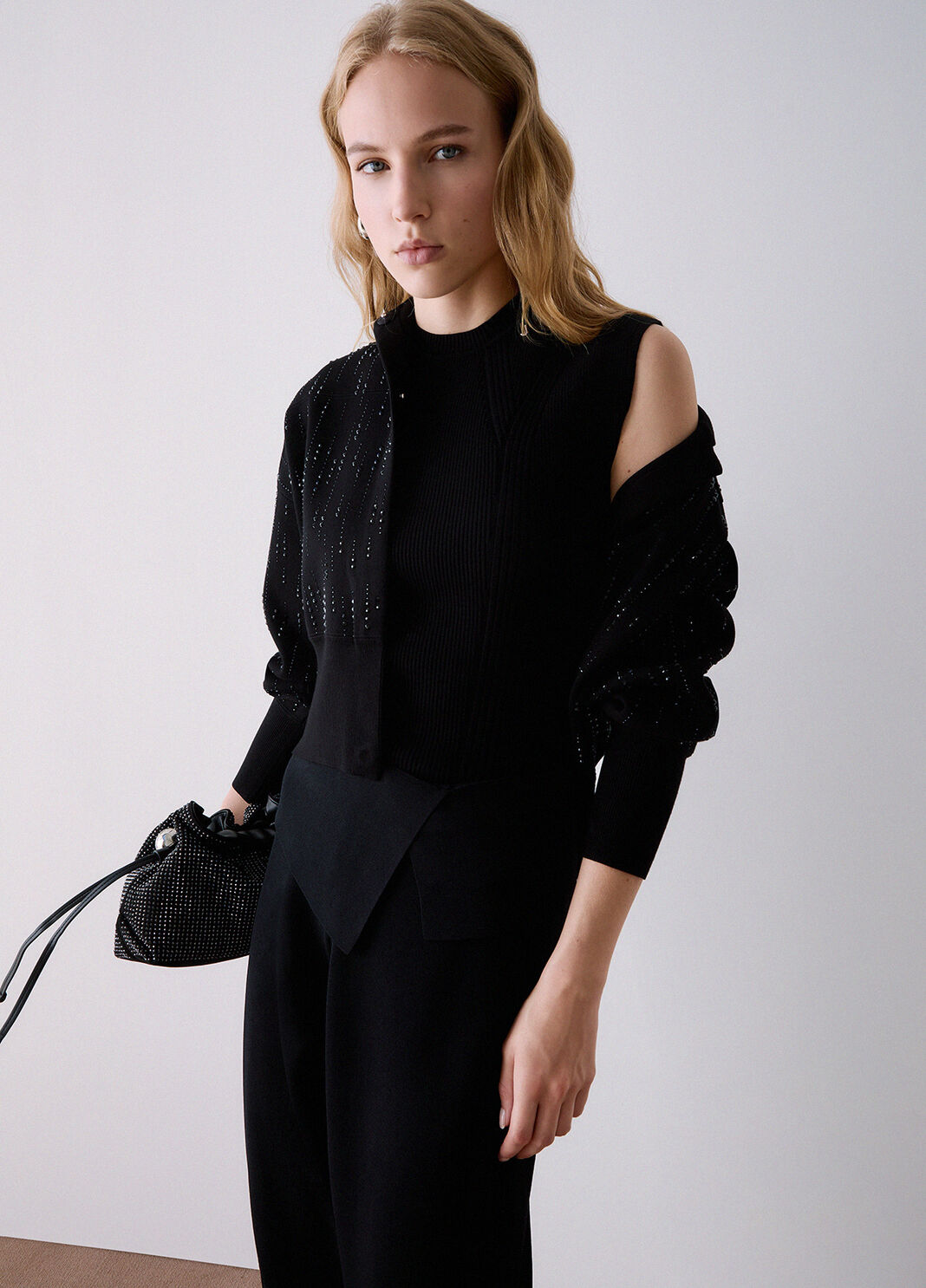 Giacca in maglia con strass nero/strass Liu Jo - large image number 3