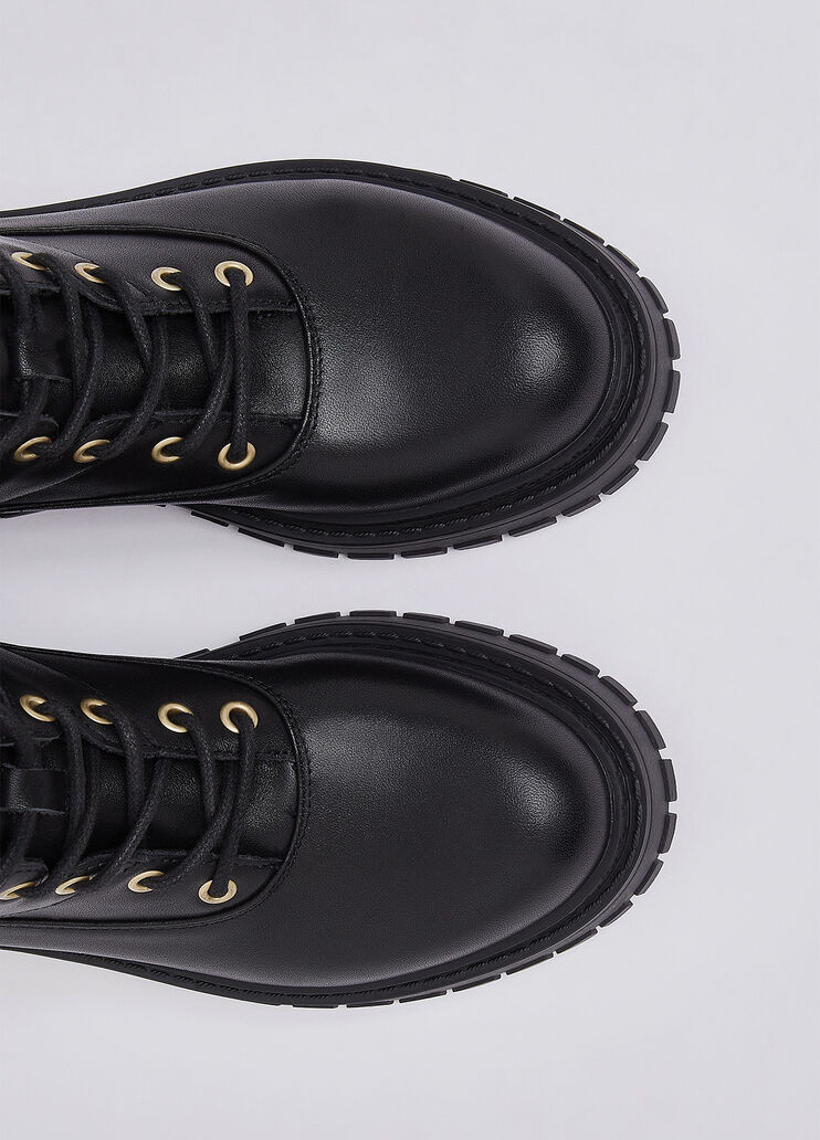 Schn&uuml;rboots aus Leder und teddy Schwarz Liu Jo - medium