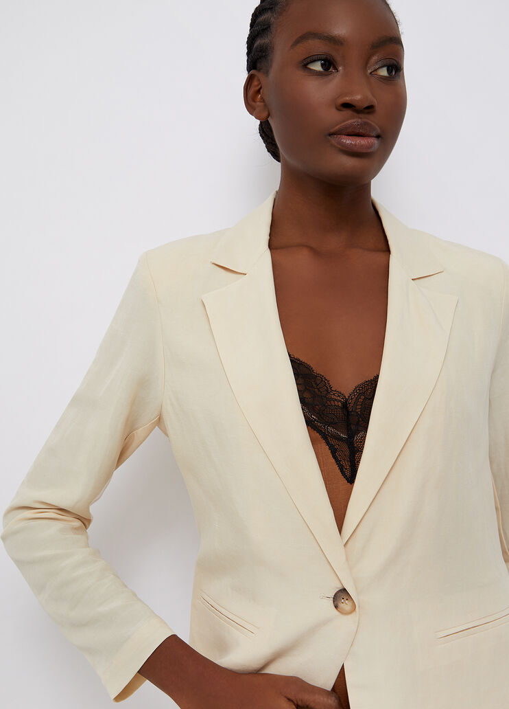 Linen blend blazer ivory Liu Jo - large image number 2