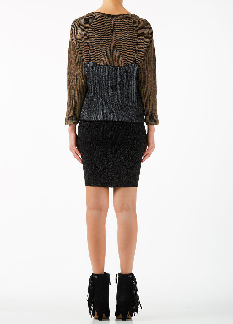 Short dress with lurex® inserts Grey/biscotto/lurex Liu Jo - large image number 1