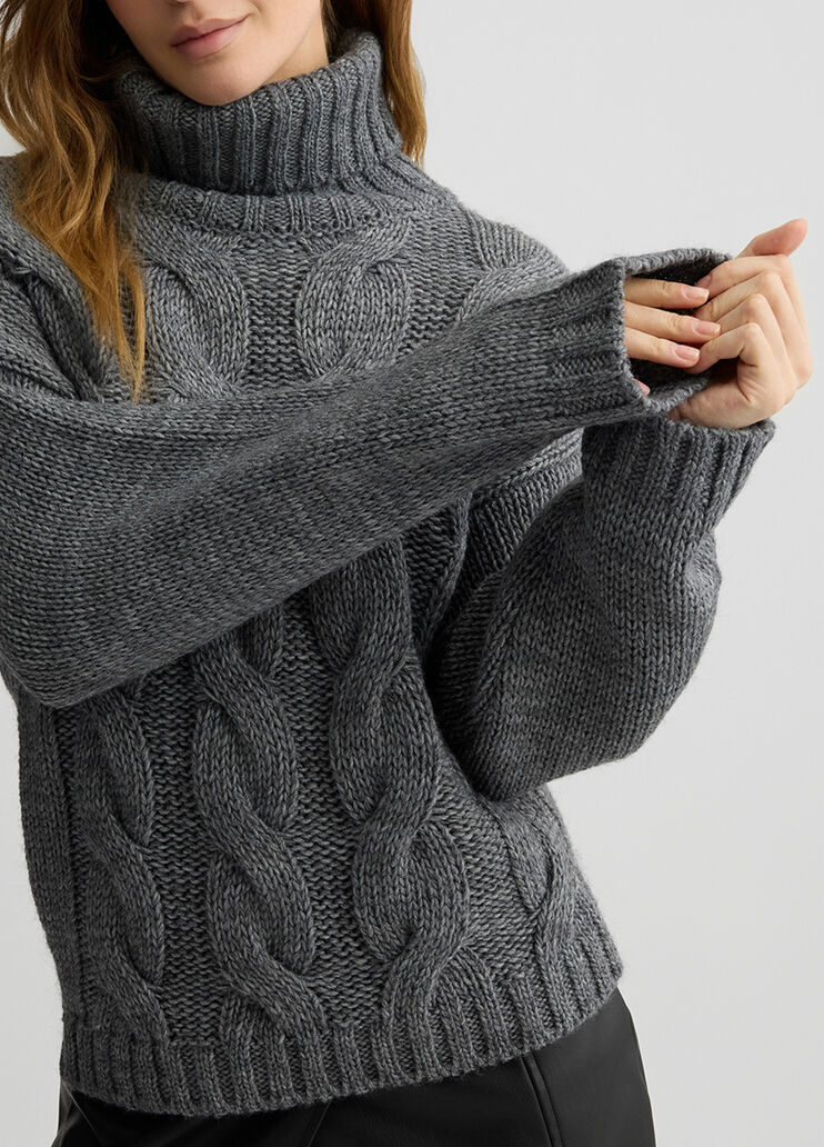 Rollkragenpullover mit Zopfmuster grau Liu Jo - large image number 2 Rollkragenpullover mit Zopfmuster grau Liu Jo - large image number 2