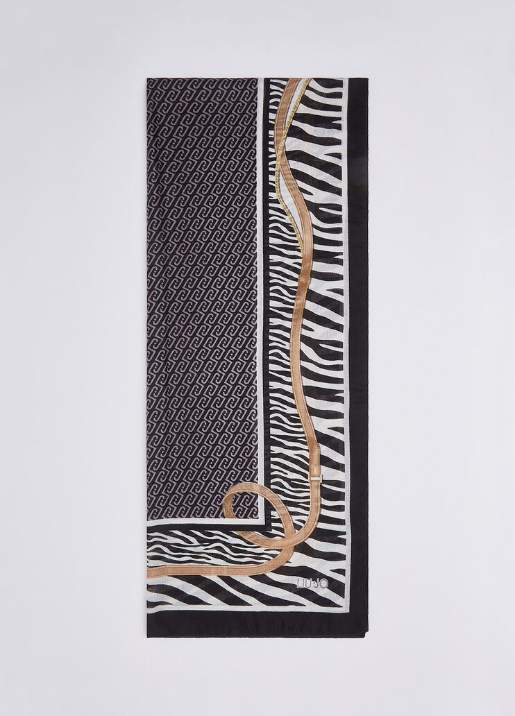 Animal Print Stole with Straps black Liu Jo - medium