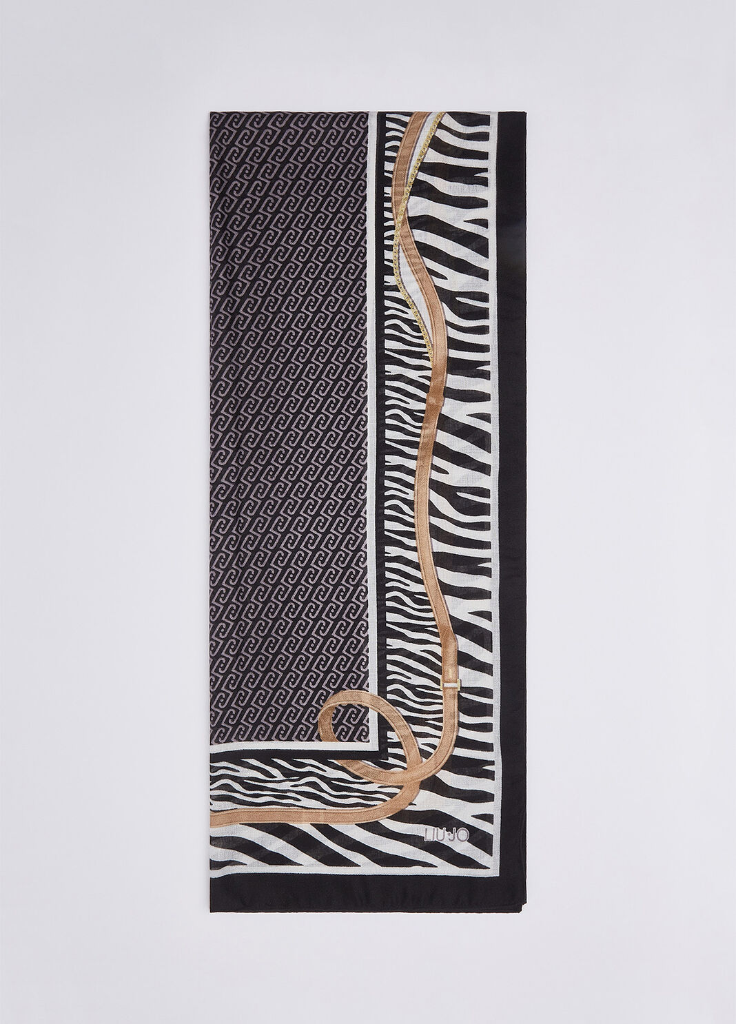 Animal Print Stole with Straps black Liu Jo - large image number 1