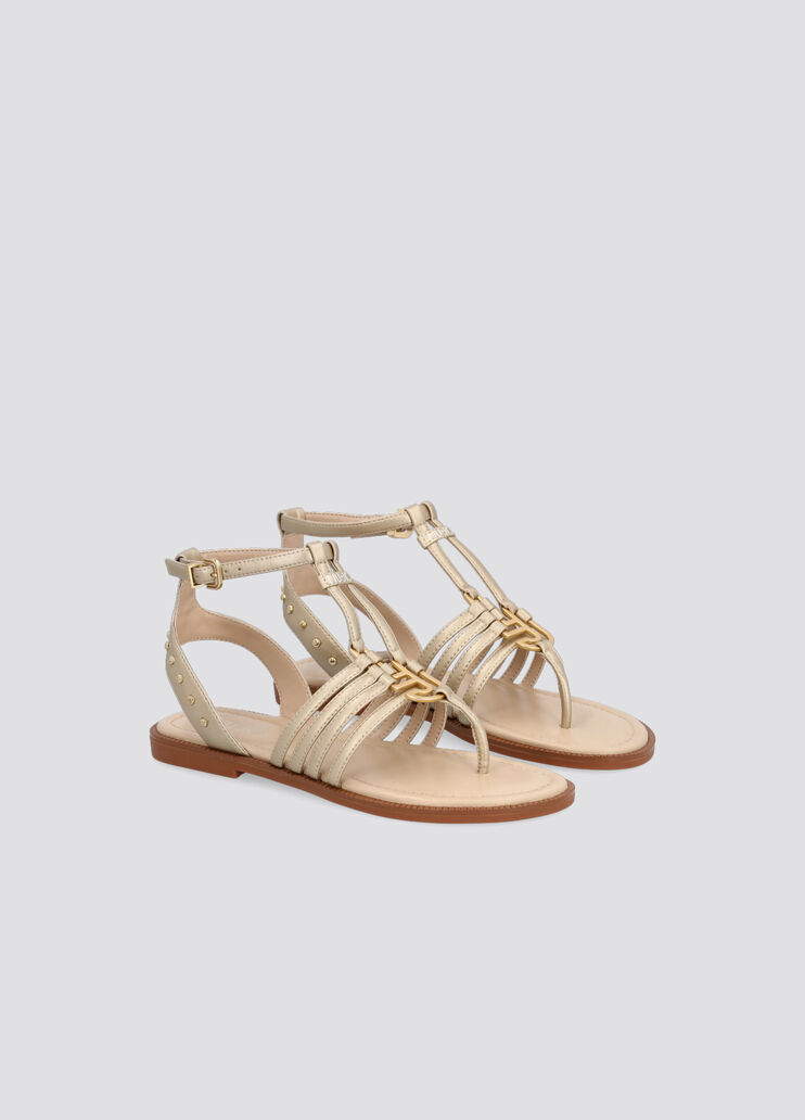 T-bar sandals with logo platinum Liu Jo - large image number 1 T-bar sandals with logo platinum Liu Jo - large image number 1