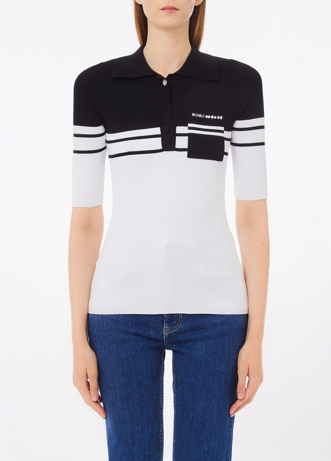 Gestreiftes Strickpoloshirt Gestreift Liu Jo - large image number 0