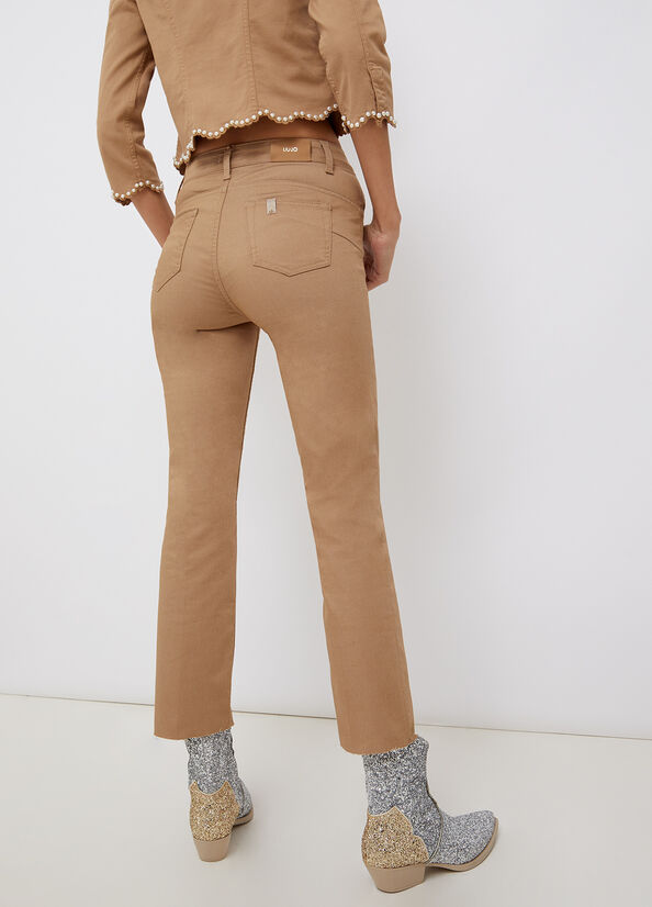 Pantalon bootcut avec boutons décoratifs camel Liu Jo - large image number 1