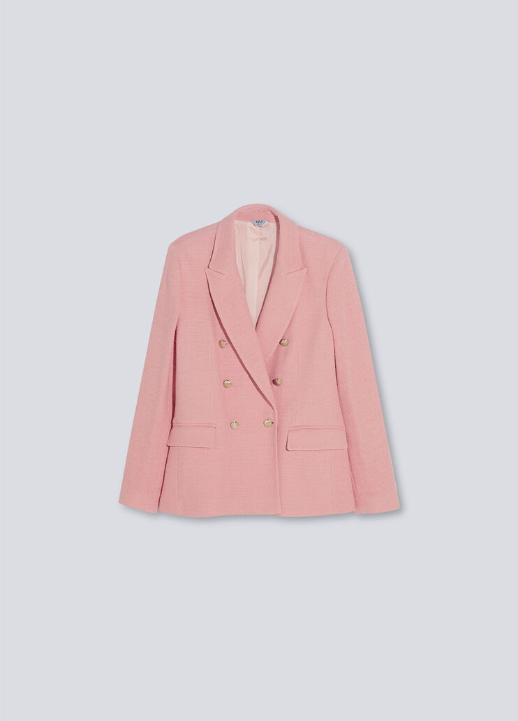 Double-breasted bouclé jacket pink blush Liu Jo - large image number 4 Double-breasted bouclé jacket pink blush Liu Jo - large image number 4
