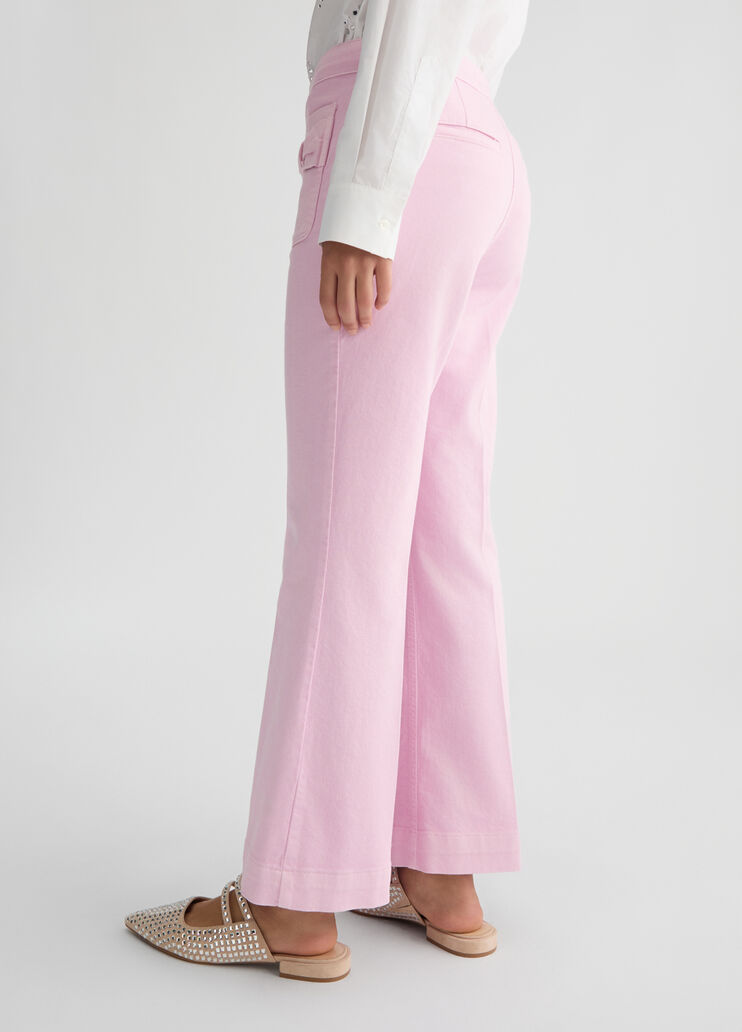 Cropped flared cotton trousers pink Liu Jo - large image number 4 Cropped flared cotton trousers pink Liu Jo - large image number 4