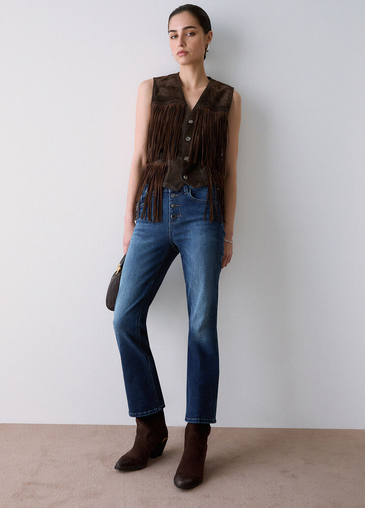 Bootcut-Jeans mit Schmuckkn&ouml;pfen Dunkles Denimblau Liu Jo - medium