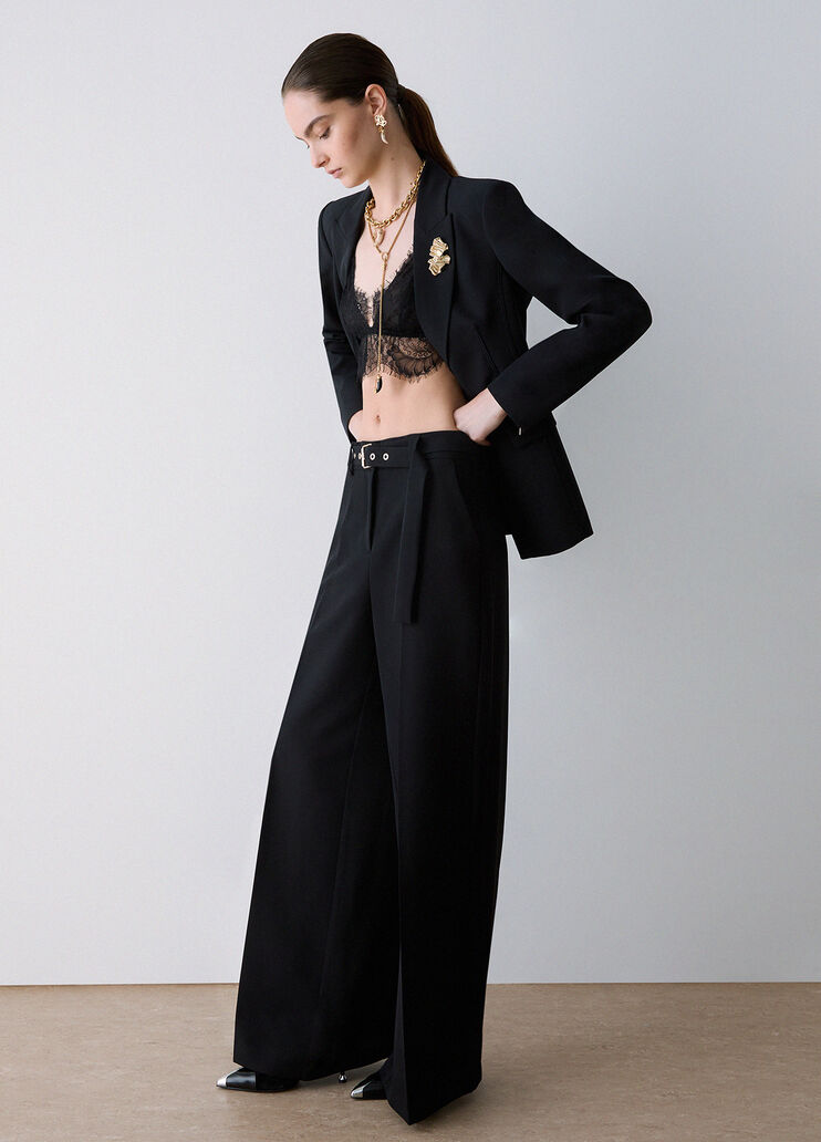 Wide-leg trousers with belt black Liu Jo - medium