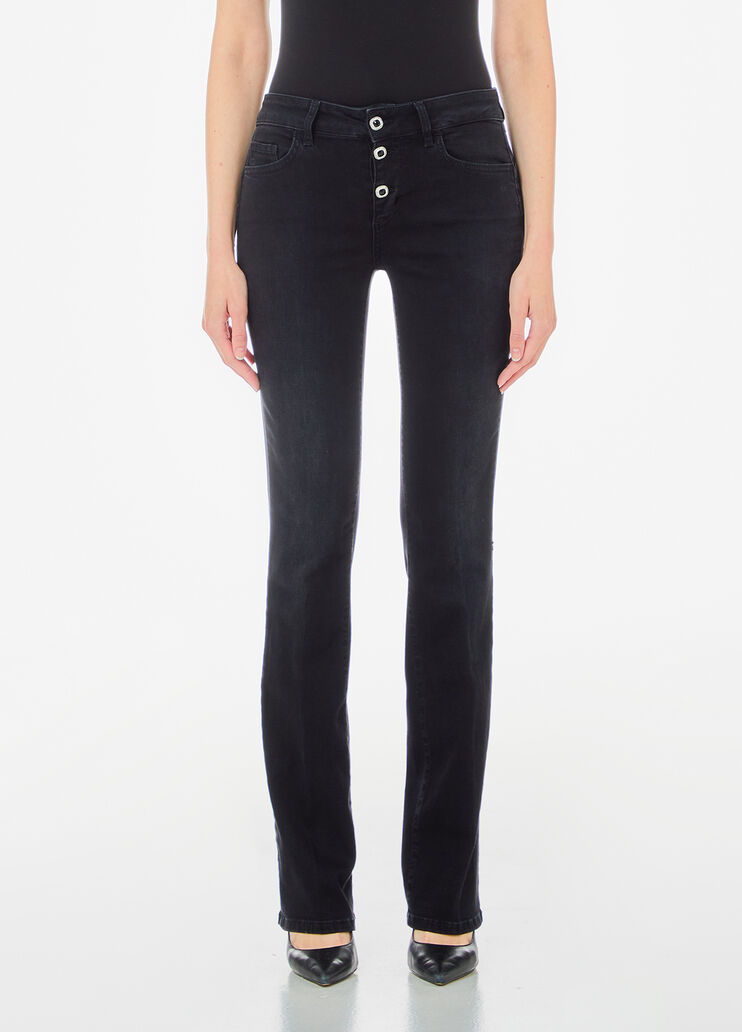 Vaqueros bootcut con botones denim negro Liu Jo - large image number 0