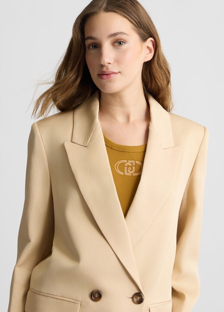 Double-breasted beige blazer light beige Liu Jo - large image number 2 Double-breasted beige blazer light beige Liu Jo - large image number 2