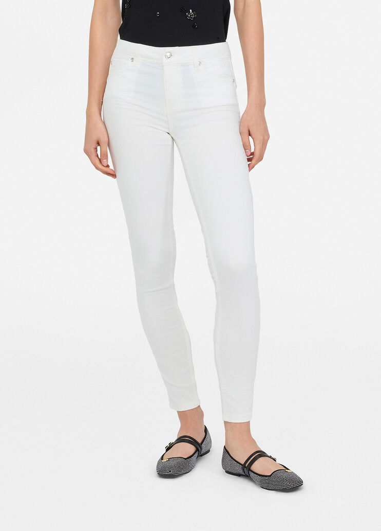 Skinny-Hose mit hohem Bund Creme Liu Jo - medium