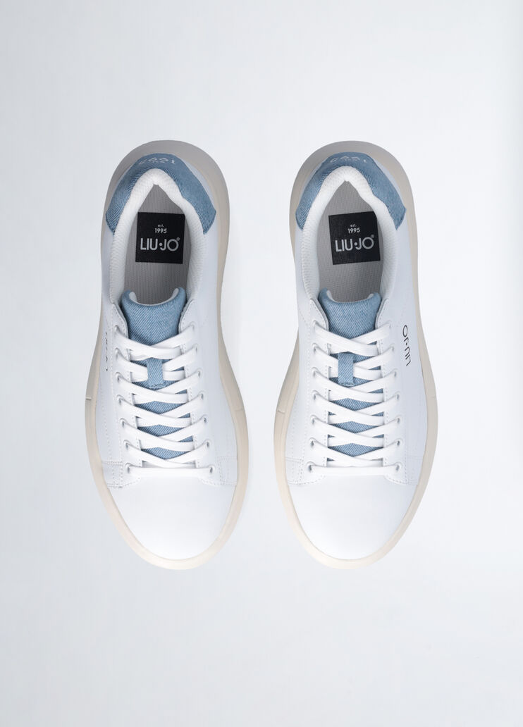 White platform sneakers white/denim Liu Jo - large image number 3 White platform sneakers white/denim Liu Jo - large image number 3
