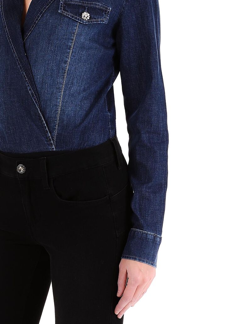 Джинсовая рубашка-боди синий деним Liu Jo - large image number 2