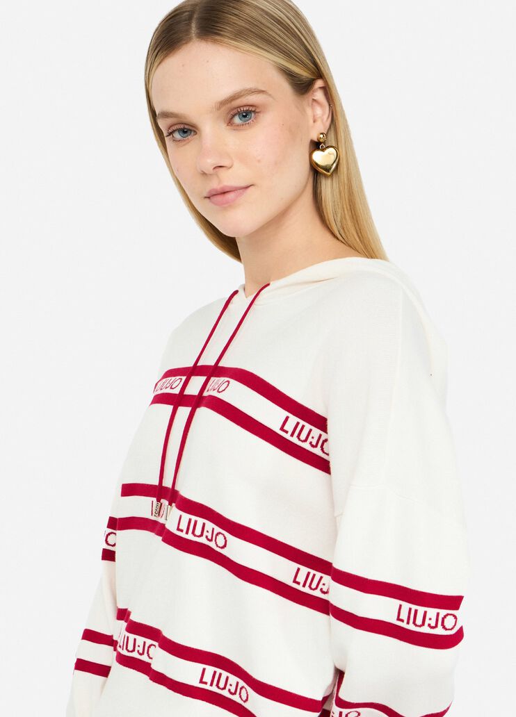 Knit sweatshirt white Liu Jo - large image number 3 Knit sweatshirt white Liu Jo - large image number 3