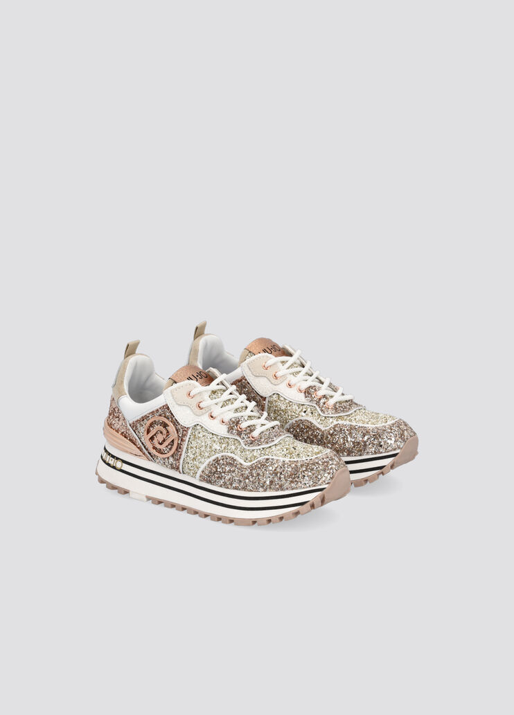 Sneakers mit Plateausohle und Glitter Roségold Liu Jo - large image number 1 Sneakers mit Plateausohle und Glitter Roségold Liu Jo - large image number 1