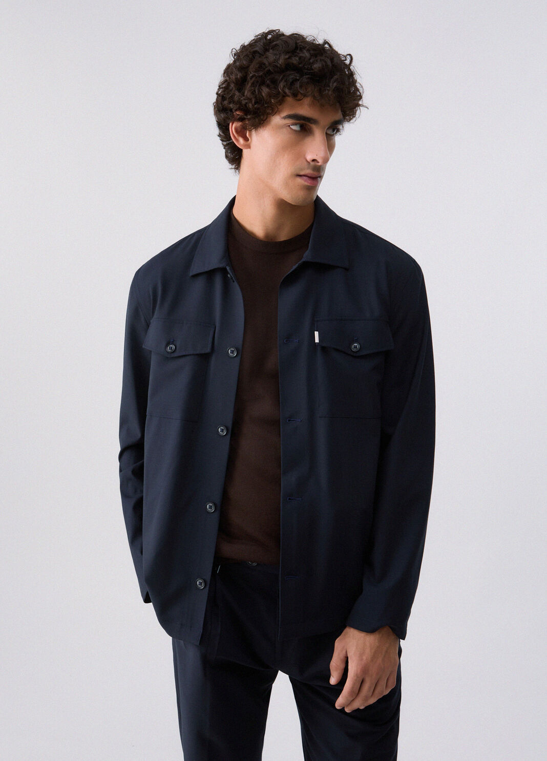 Giacca overshirt in misto lana blu scuro Liu Jo - large image number 0