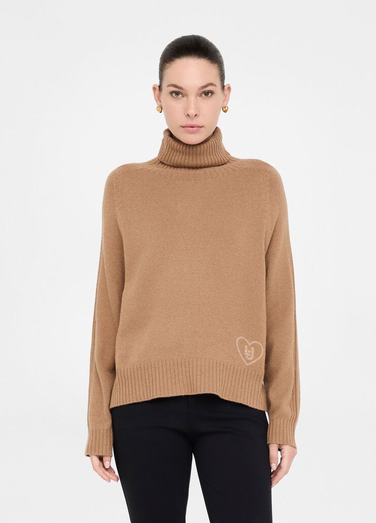 Pull à col roulé en laine et cachemire beige Liu Jo - medium Pull à col roulé en laine et cachemire beige Liu Jo - medium