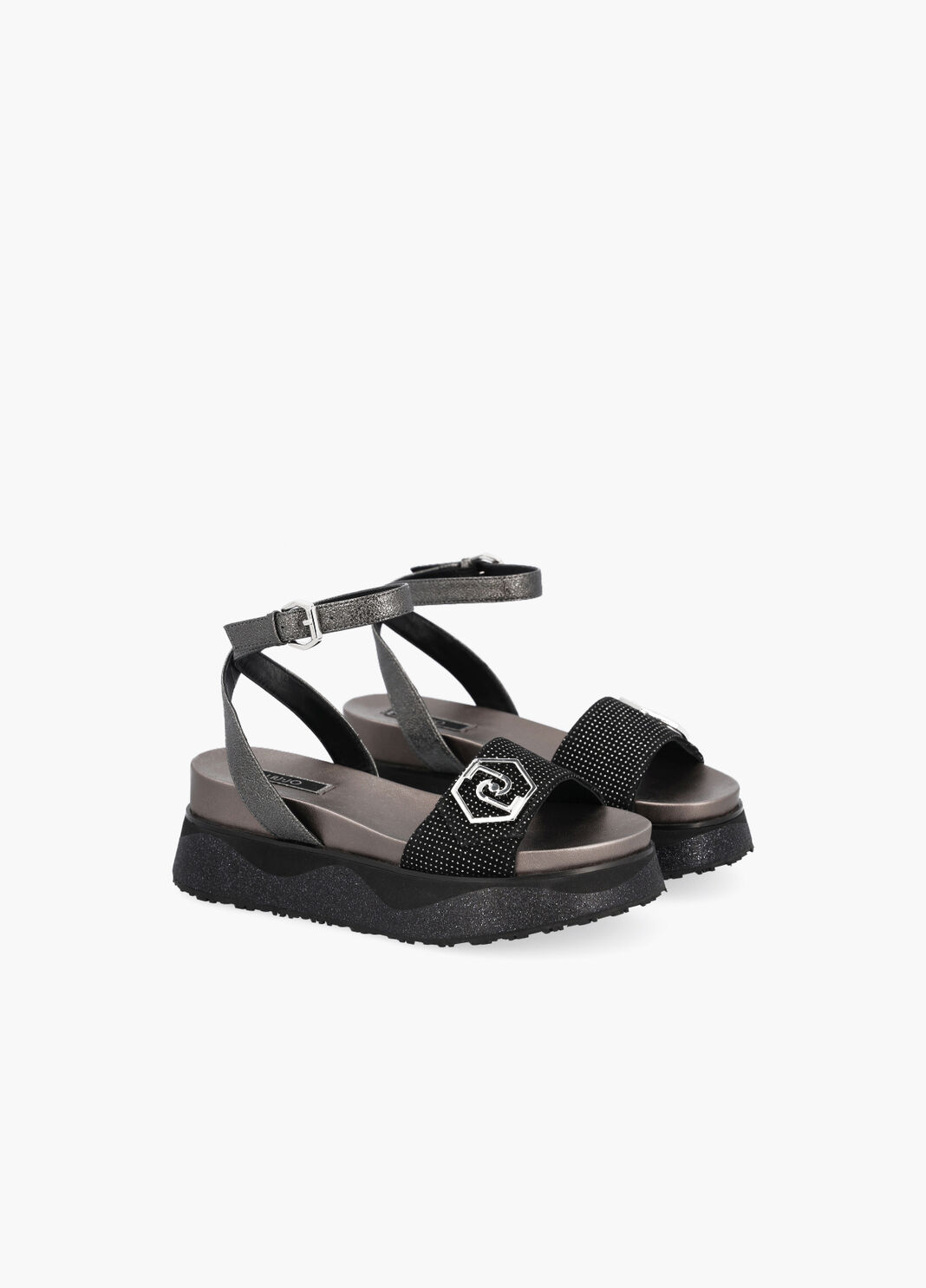 Laminated-effect platform sandals grey Liu Jo - large image number 2