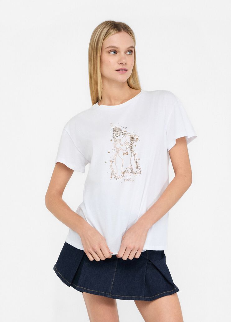 T-Shirt mit Strass Weiß Liu Jo - medium