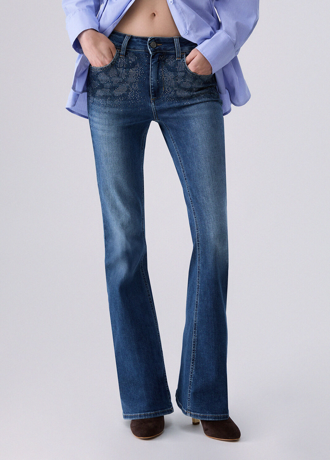 Bootcut Jeans with Rhinestones blue denim Liu Jo - large image number 0